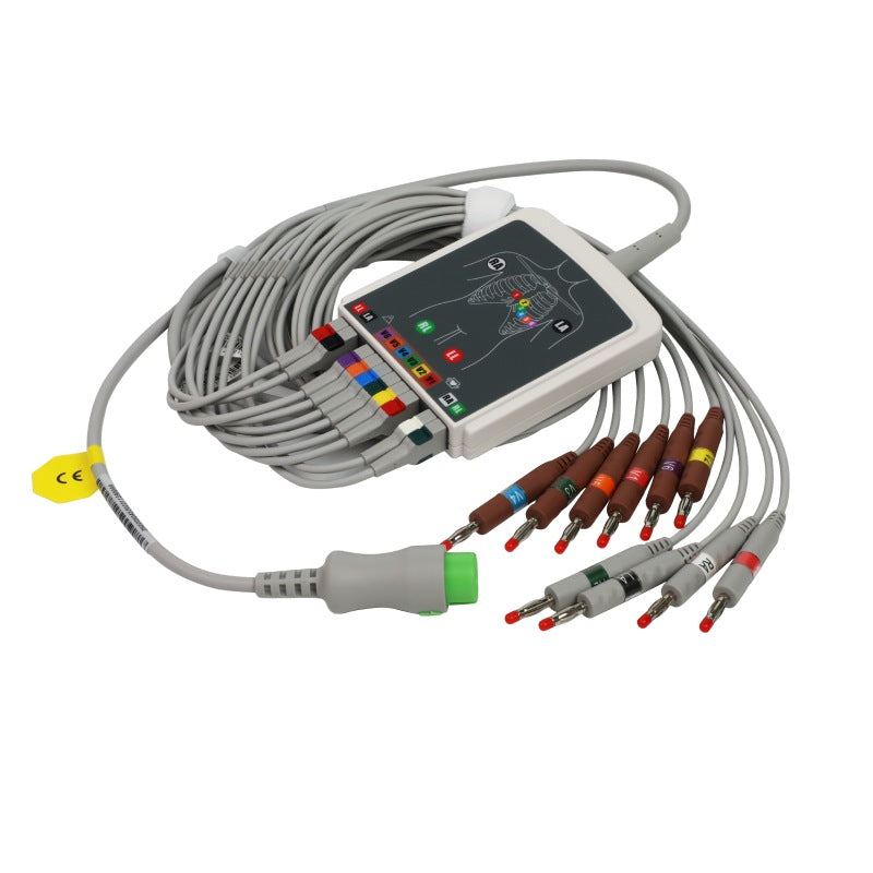Machine Biocare iE6 ECG avec fils de dérivation et patchs d’électrodes