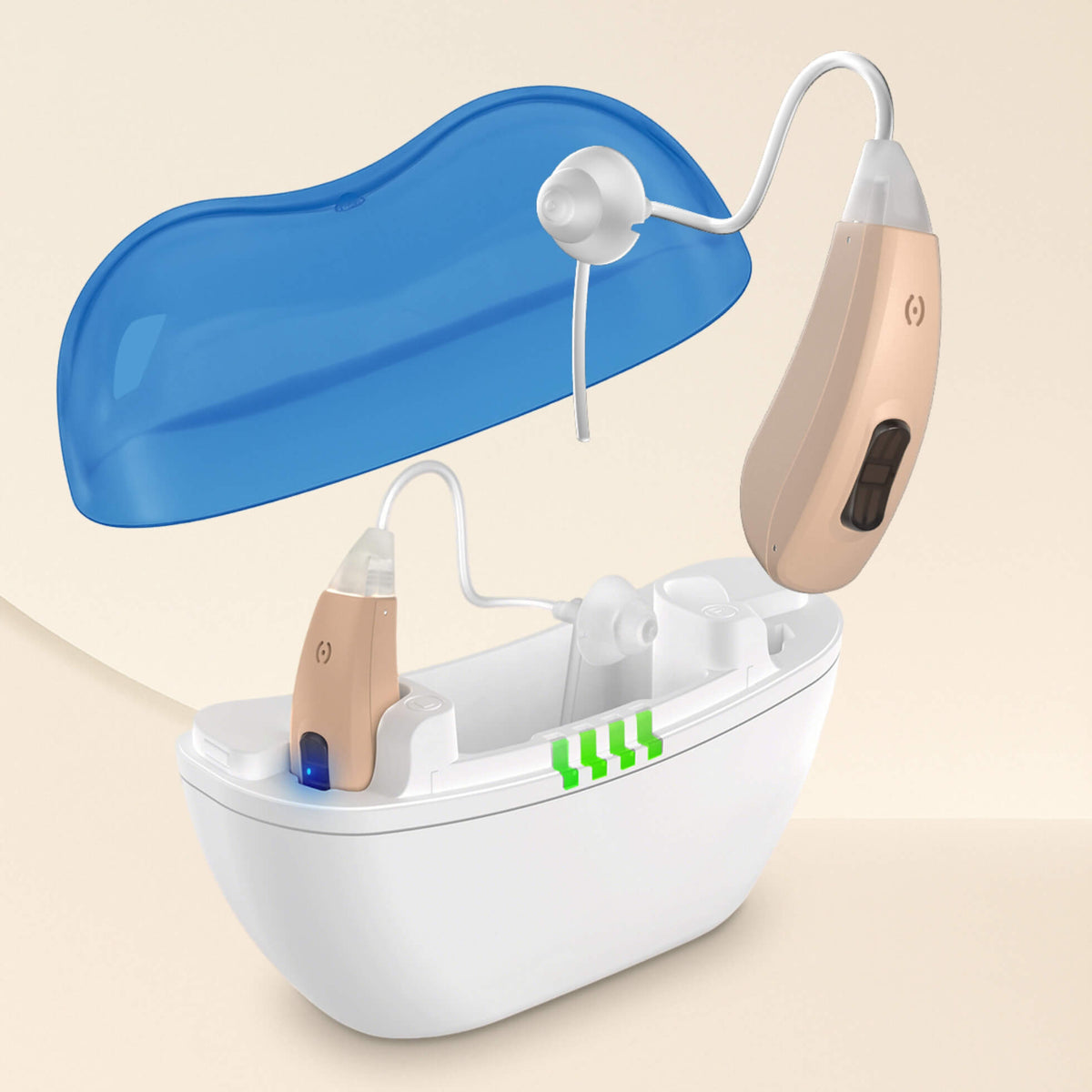 Cearvol OTC Hearing Amplifiers For Adults With Bluetooth Customizable App Streaming Ability IOS Android App Rechargeable With Portable Charging Case For Mild To Moderate Hearing Loss (White - View #2