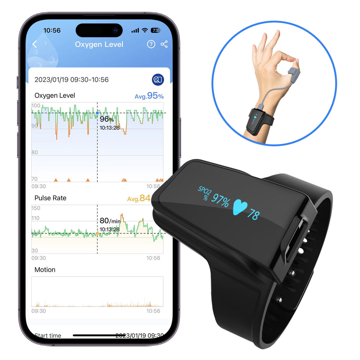 Wellue Checkme™ O2 Continuous Wrist Oxygen Monitor with 72-Hour Extra-Long  Battery Life. Sleep Study at Home.