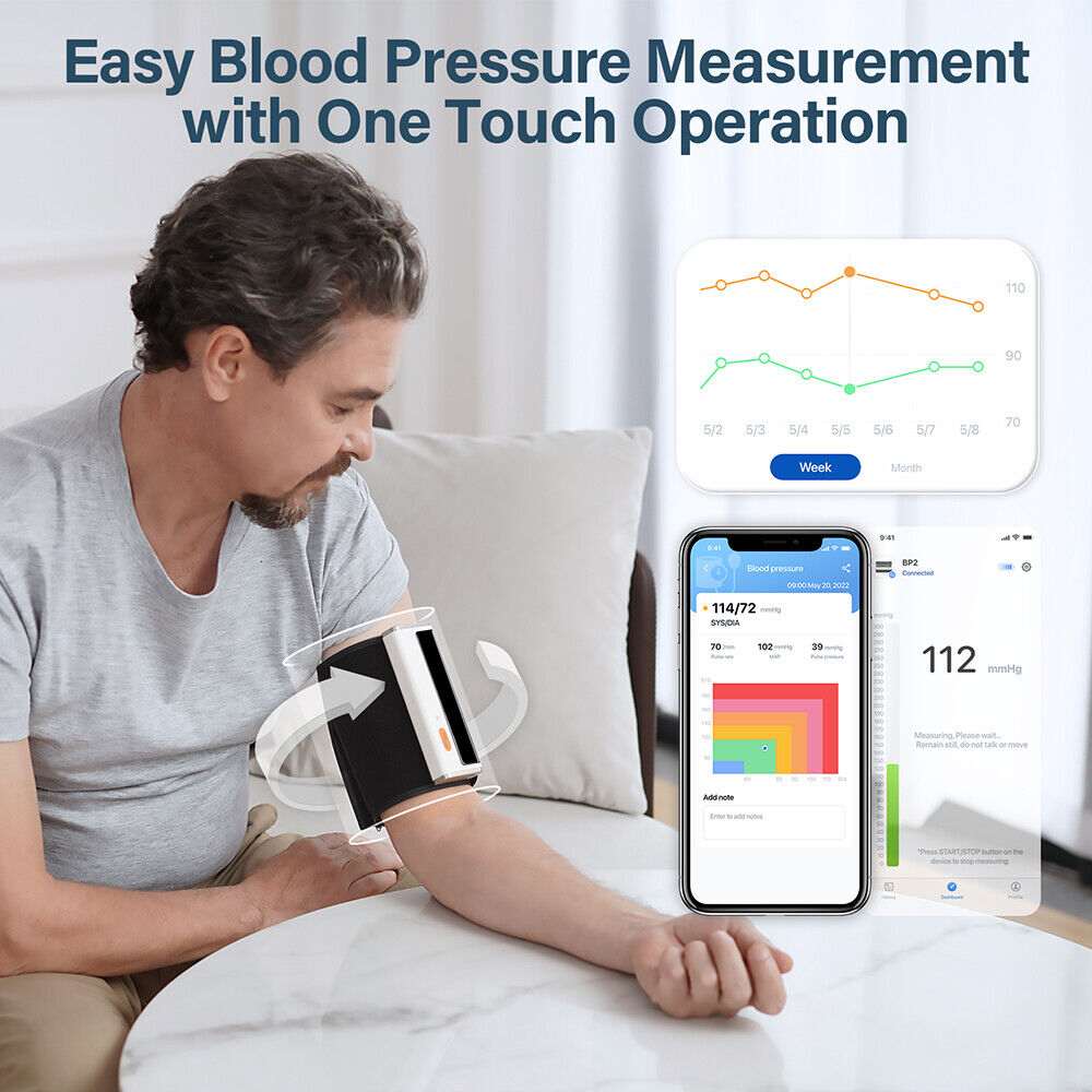 Wellue Blood Pressure Monitors with AI EKG Analysis,2 in 1 Upper Arm BP  Machine Cuff Kit and ECG Monitor for Home Wellness Use,BP2 Connect