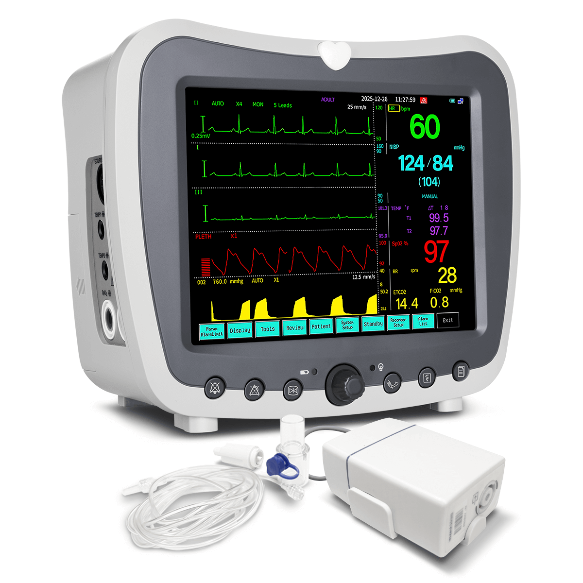 Vital Signs Patient Monitor with Printer & Touchscreen, Optional EtCO₂ ...