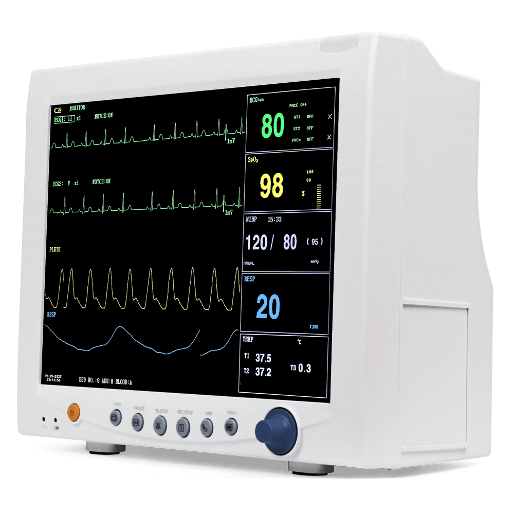 12-Inch Patient Monitor (FDA-Cleared) Diplays Vital Signs of EtCO2