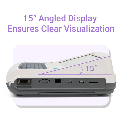 L'affichage incliné à 15 degrés de l'appareil ECG numérique assure une visualisation claire