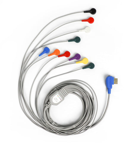 Cables conductores para máquina de ECG de bolsillo de 12 derivaciones, etiqueta AHA