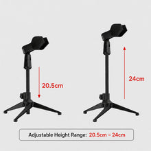 Load image into Gallery viewer, Adjustable tripod stand for laser pain relief device, showing 20.5 cm to 24 cm height range for hands-free therapy positioning.