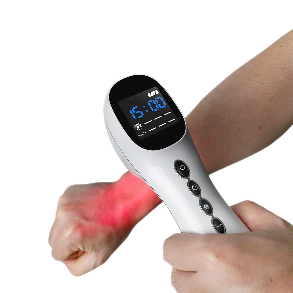 Cold laser therapy for pain relief and muscle recovery, applied to target areas for effective treatment