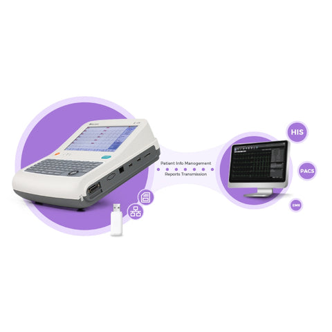 High-end 12-lead 12-channel ECG machine features easy data management