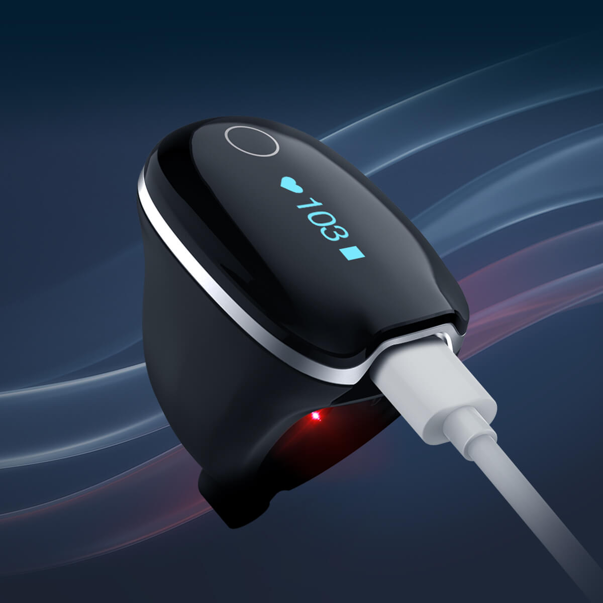 Der Wellue O2Ring-S Smartring wird über USB Typ-C geladen.