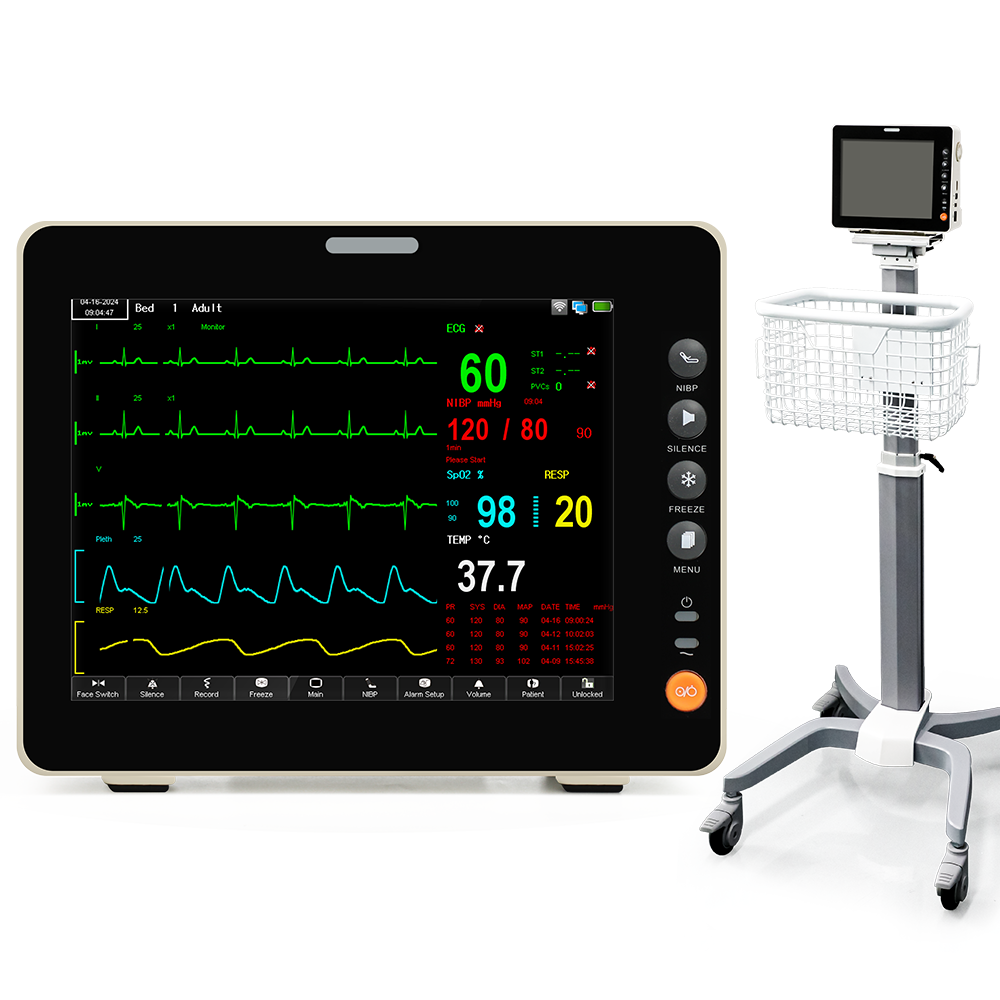8-Inch Touchscreen+EtCO2 Portable Patient Monitor- Tracks Vital ...