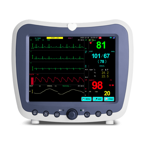 Tragbarer Patientenmonitor mit Touchscreen und integriertem Drucker