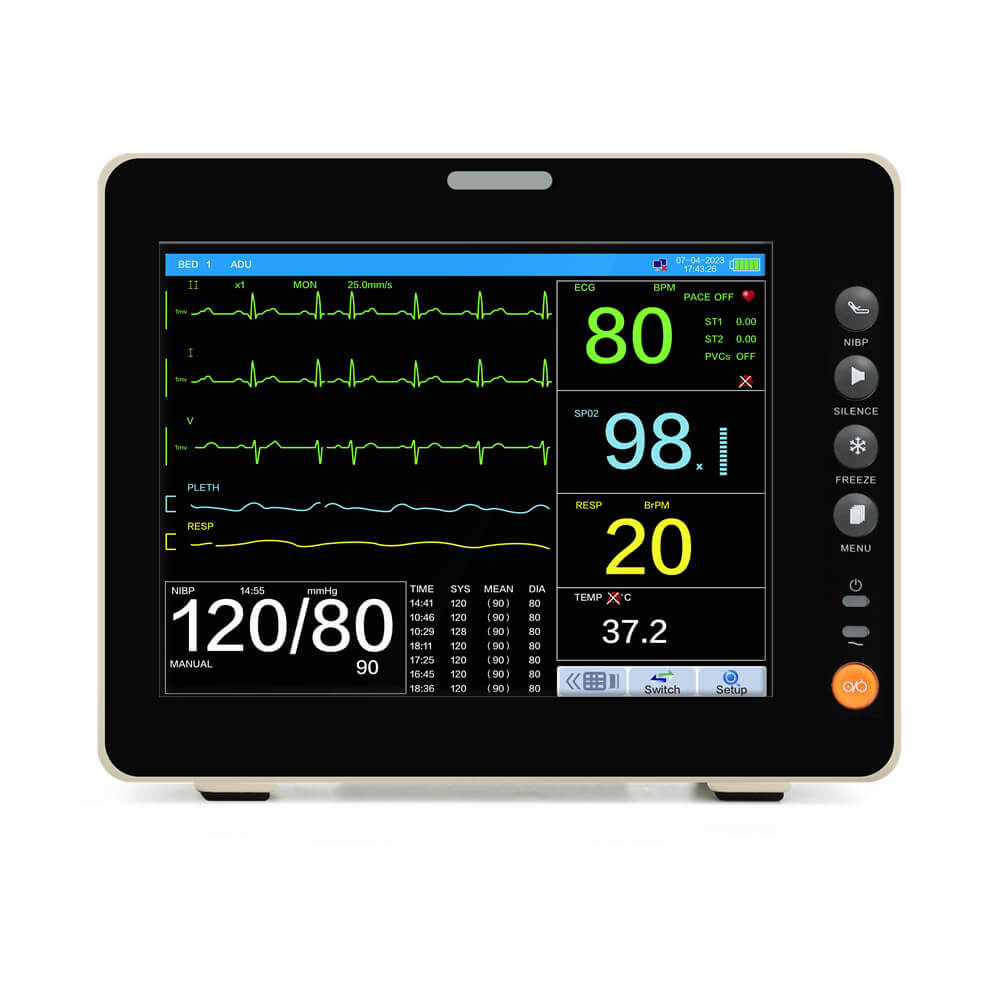 8-Inch Touchscreen+EtCO2 Portable Patient Monitor- Tracks Vital ...