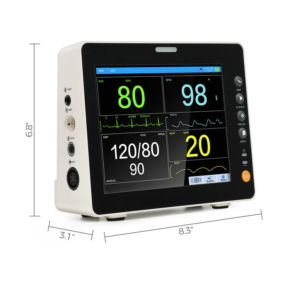 8-Inch Touchscreen+EtCO2 Portable Patient Monitor- Tracks Vital ...