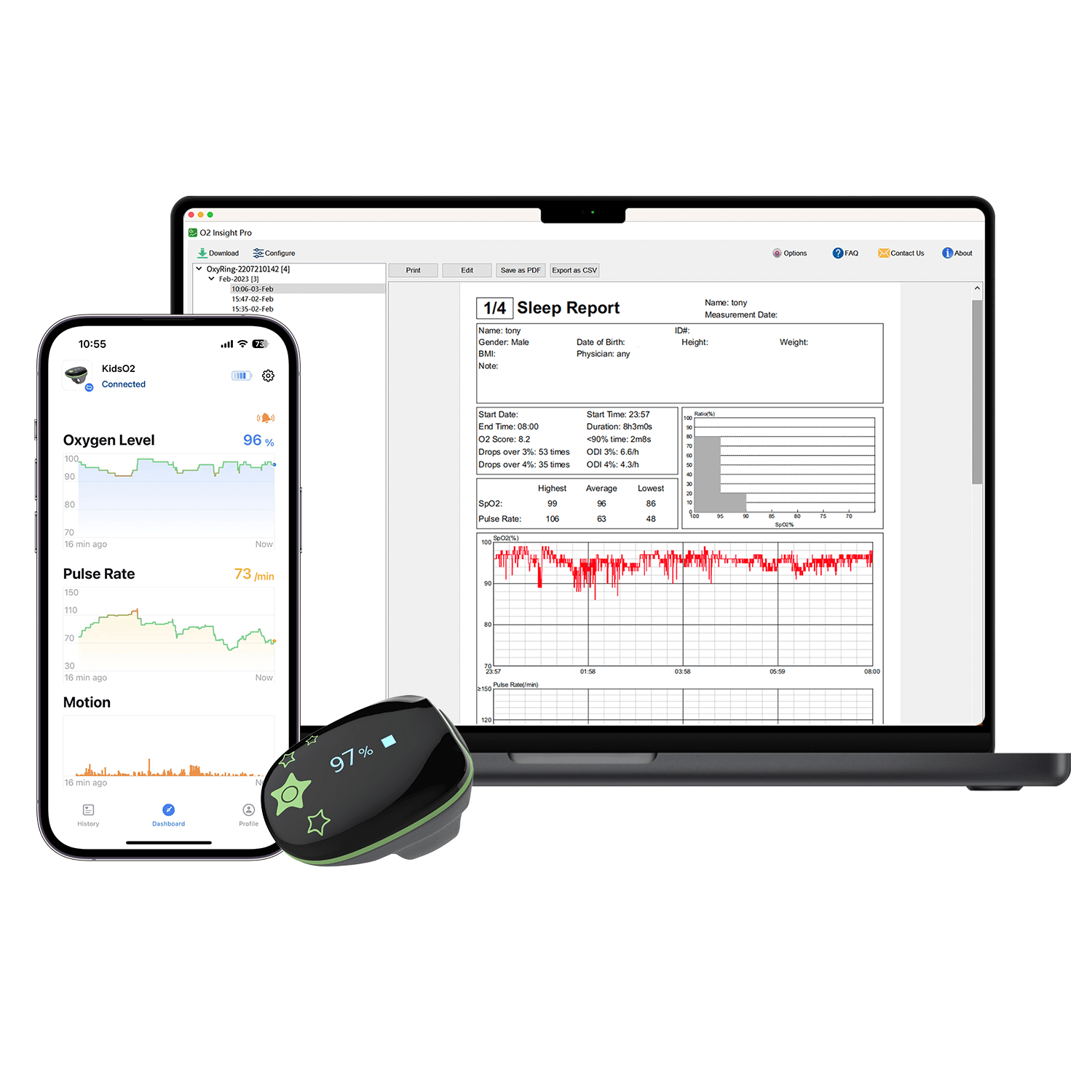 Oxygen Monitor for Small Fingers | Wearable Pulse Oximeter | Wellue