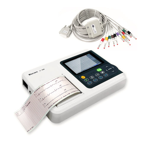 جهاز تخطيط القلب التفسيري ذو 3 قنوات و12 سلكًا من Biocare مع طابعة.