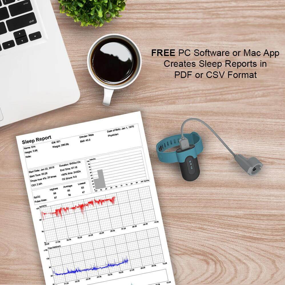 Wellue SleepU Continuous Wrist Oxygen Monitor. Free APP&PC.Track O2