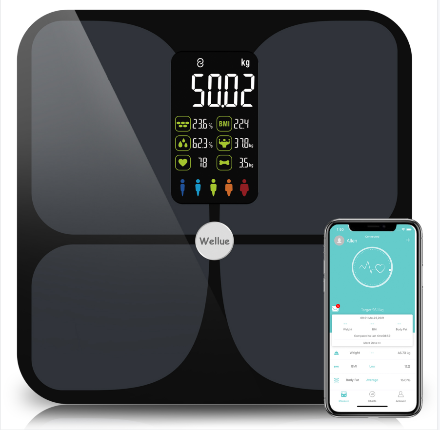 Body Fat Scale, Smart BMI Bathroom Weight Scale Body Composition Monitor  Health Analyzer with Smartphone App for Body Weight, Fat, Water, BMI, BMR