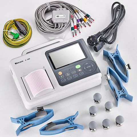 biocare-ie300-12-lead-ecg -machine-with accessories