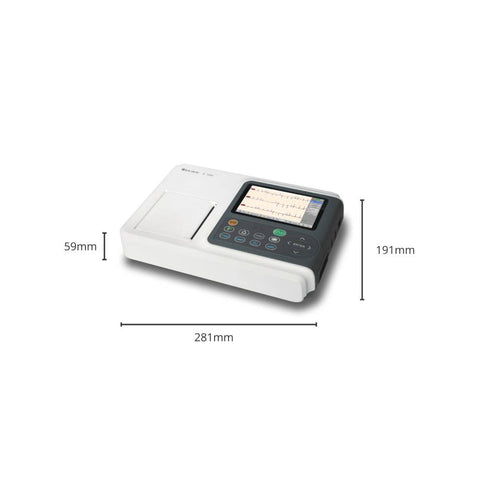compact size of biocare ie300 3-channel ecg machine
